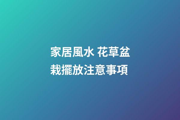 家居風水 花草盆栽擺放注意事項
